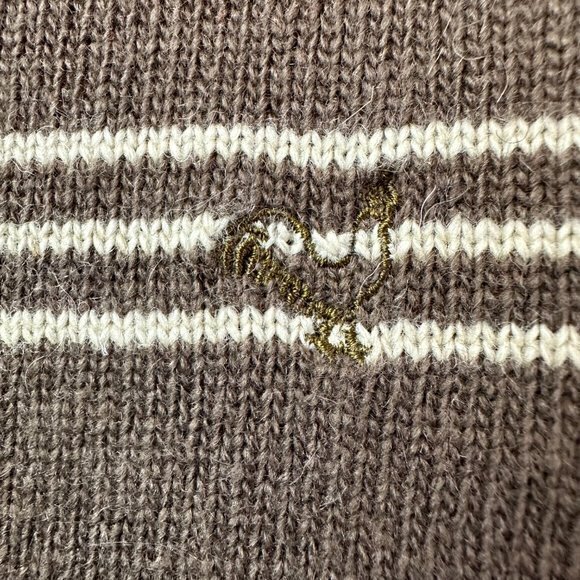Fossil sweater Men L Brown tan stripe Cashmere Wool Angora blend v neck‎ - Picture 3 of 8